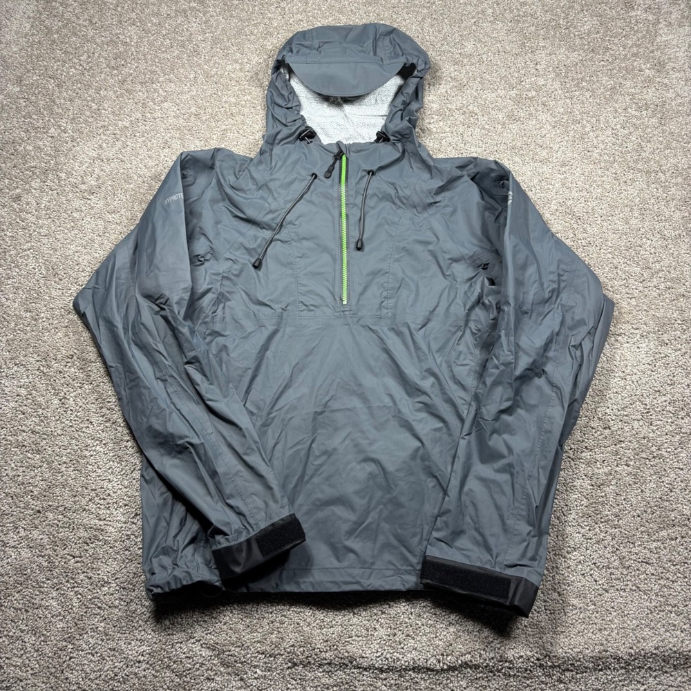 NRS High Tide Jacket Mens Medium Gray HyproTex 2.5 Waterproof Anorak Kayak Hood